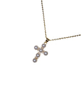 Pearl cross necklace with Zirconia